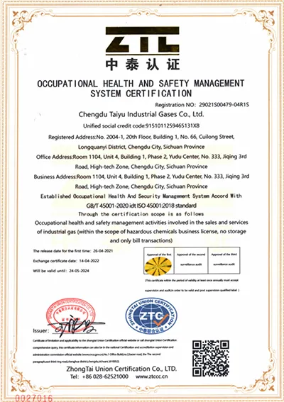 ISO 45001 occupational health and safety management system certification