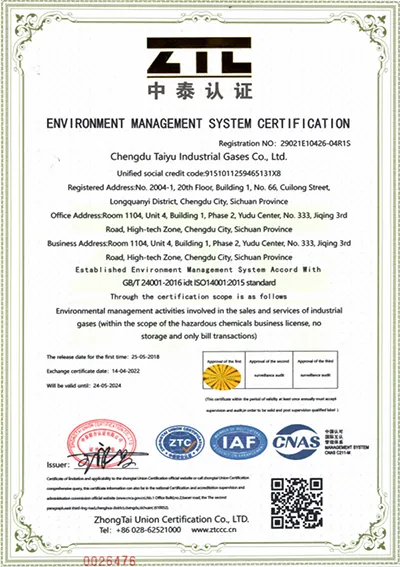 ISO 14001 environmental management system certification